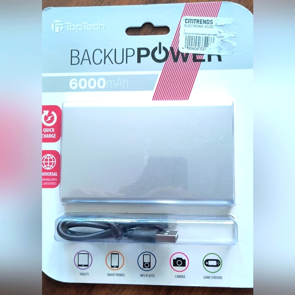 Portable Power Bank - High Capacity, Compact Design, Fast Charging- 6000mAh